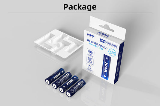 Quantity of (8) XTAR AA 1.5V 4150mWh Lithium batteries and a XTAR L4 Charger