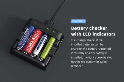 Quantity of (8) XTAR AA 1.5V 4150mWh Lithium batteries and a XTAR L4 Charger
