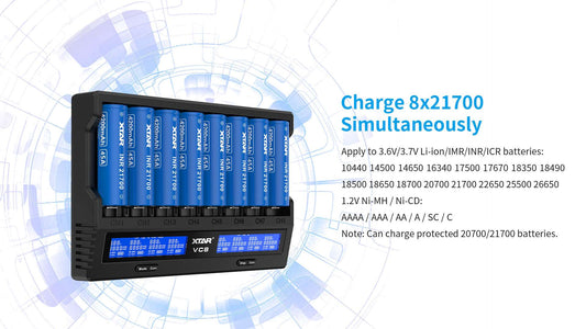 XTAR VC8 8 SLOT BATTERY CHARGER