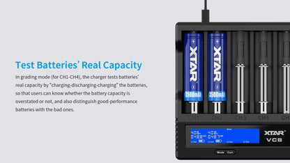 XTAR VC8 8 SLOT BATTERY CHARGER