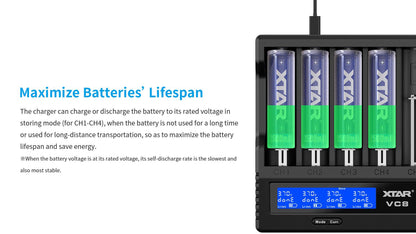 XTAR VC8 8 SLOT BATTERY CHARGER