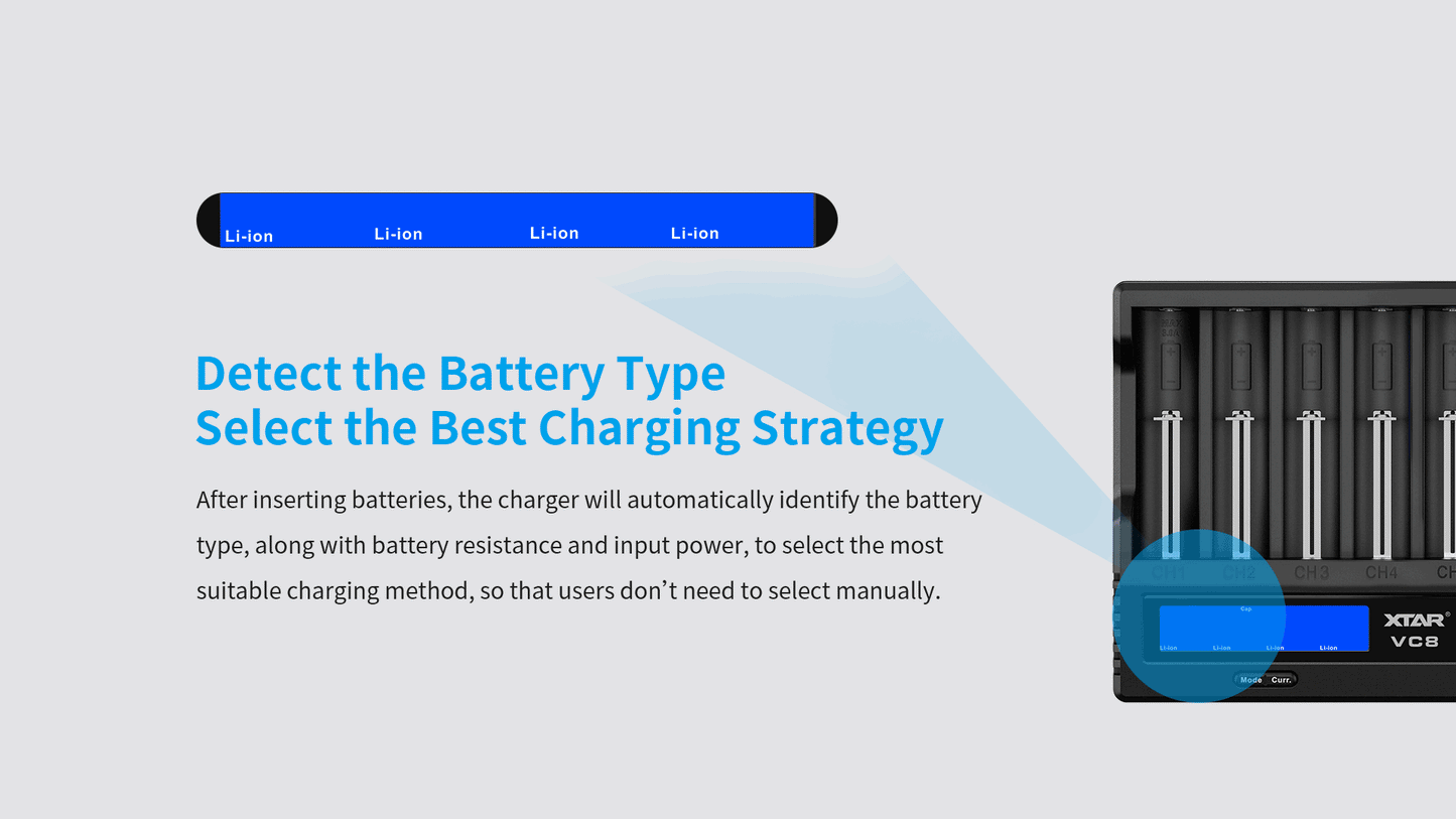 XTAR VC8 8 SLOT BATTERY CHARGER