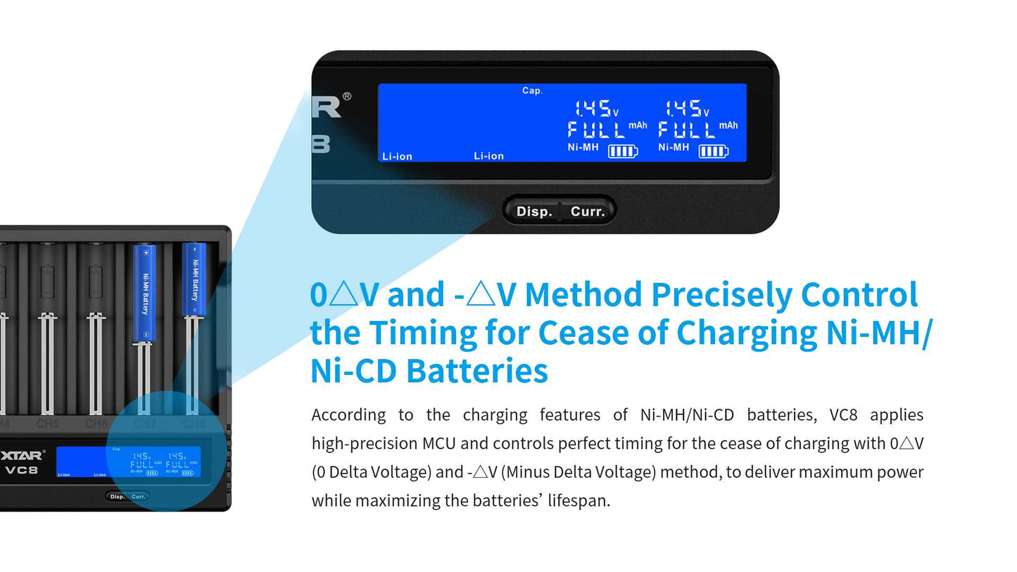 XTAR VC8 8 SLOT BATTERY CHARGER