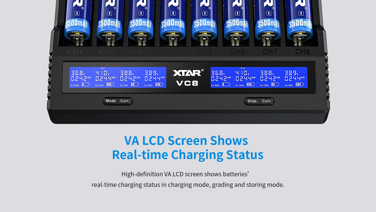XTAR VC8 8 SLOT BATTERY CHARGER